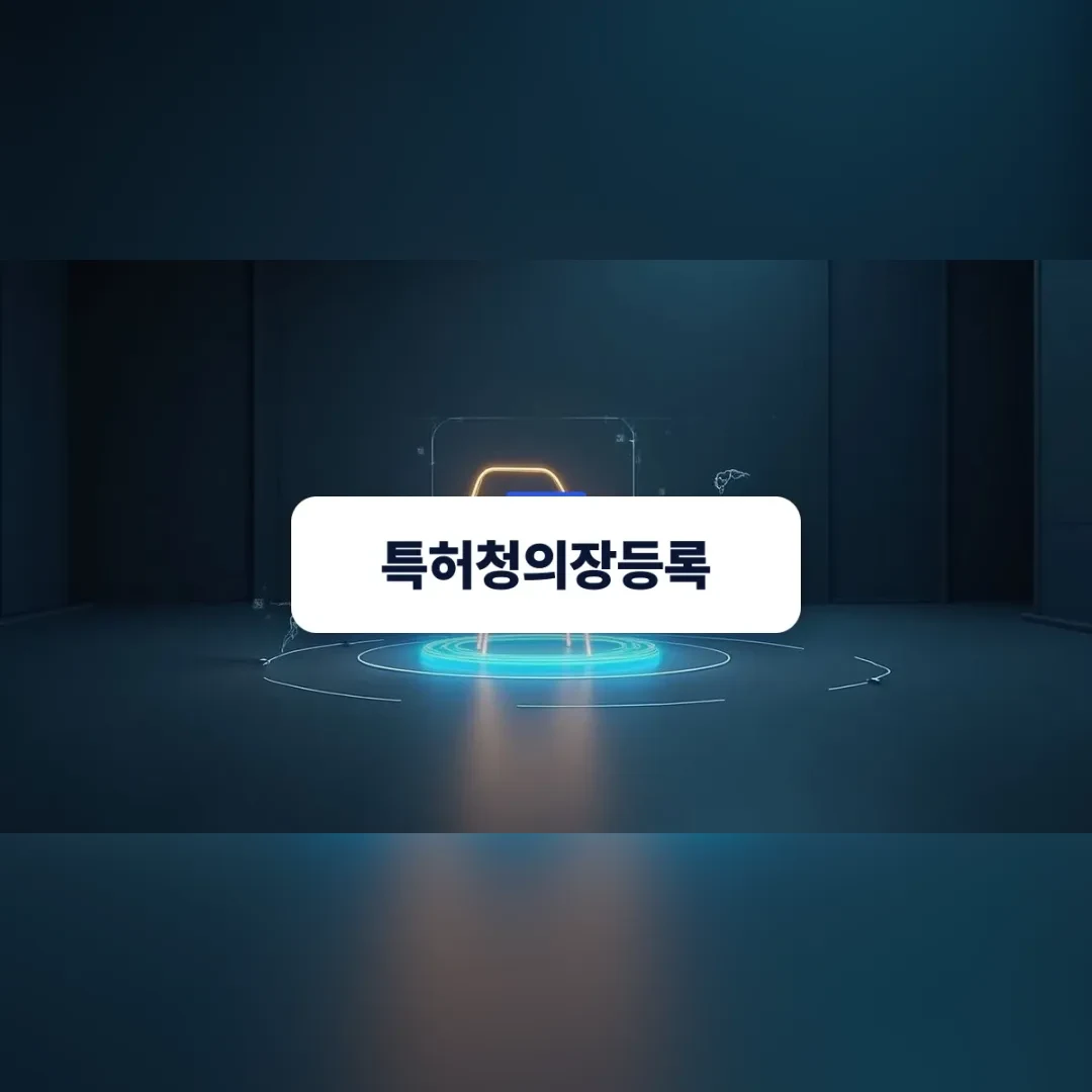 특허청의장등록 — 어두운 공간 속 푸르게 빛나는 원형 받침대