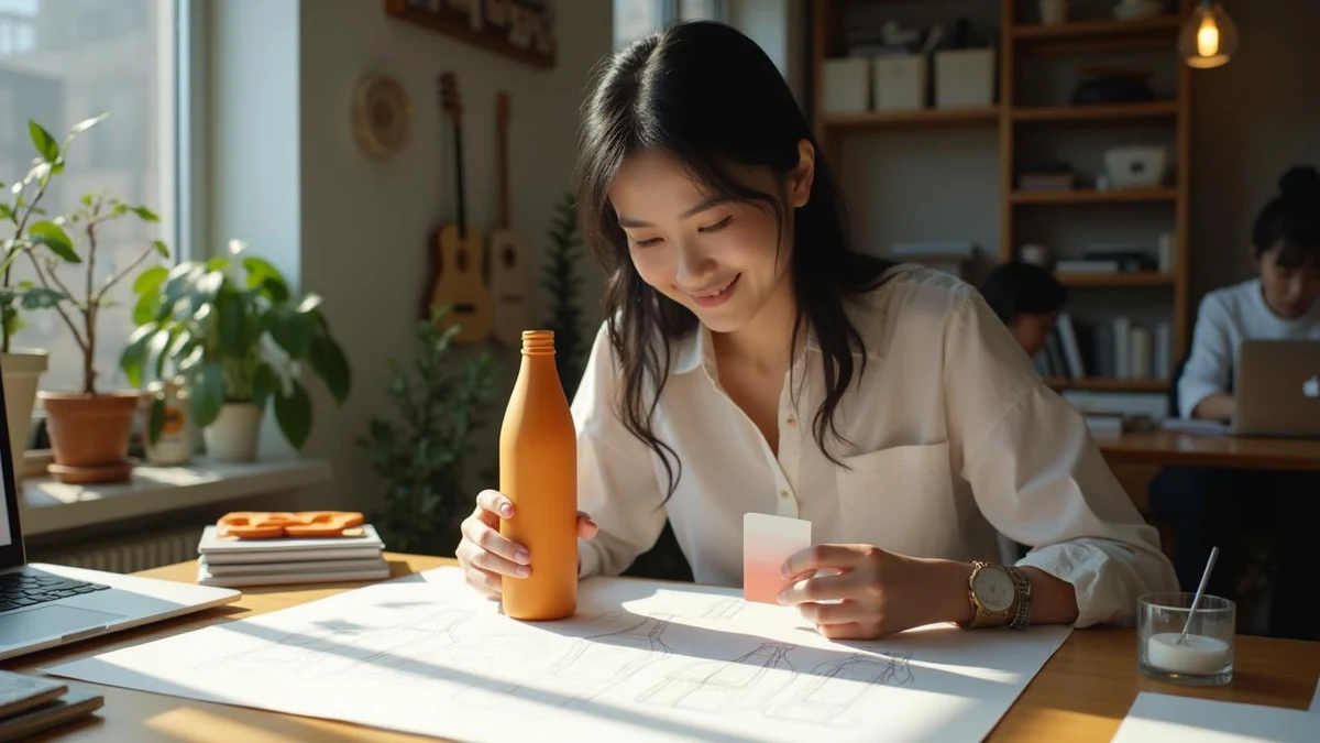 제품 디자인 시제품을 도면과 대조해보는 한국인 디자이너