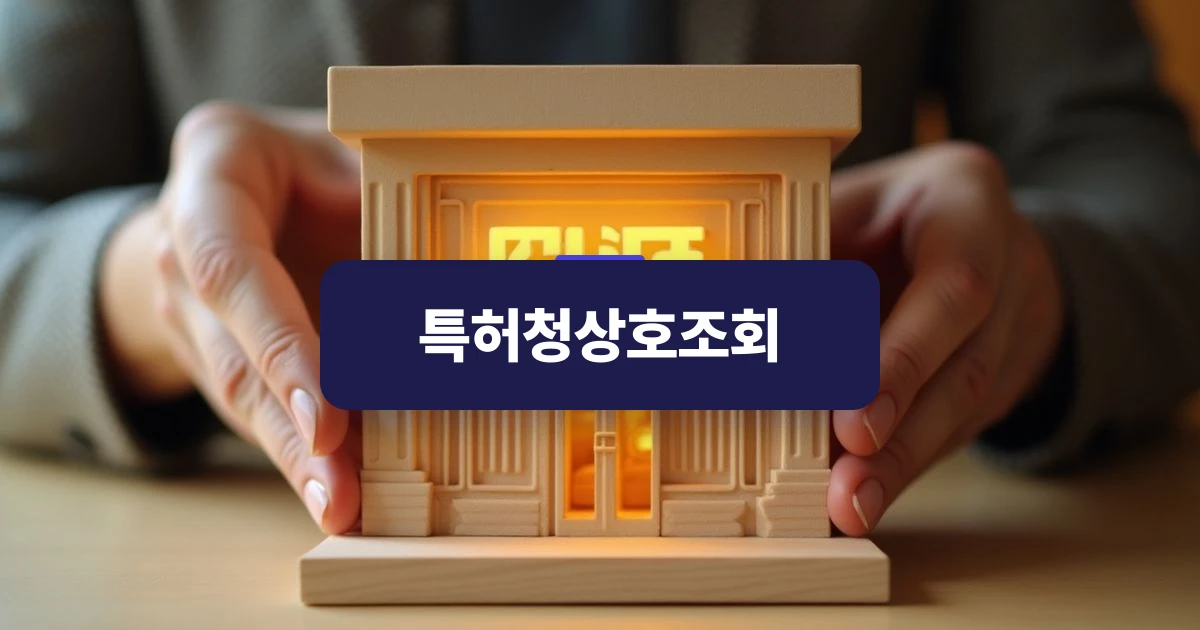 특허청상호조회 — 한국의 새로운 브랜드 상호가 적힌 명패를 건물 모형에 배치하며 사업을 준비하는 모습
