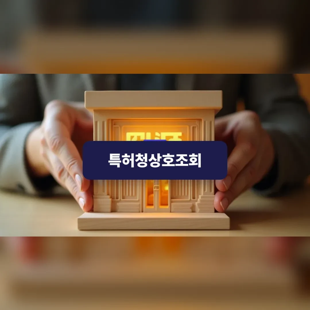 특허청상호조회 — 한국의 새로운 브랜드 상호가 적힌 명패를 건물 모형에 배치하며 사업을 준비하는 모습