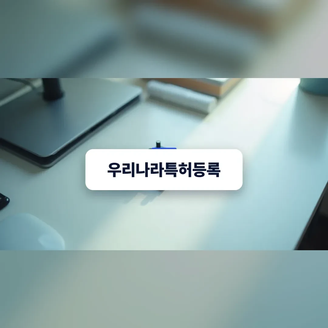우리나라특허등록 — 흰 책상 위의 노트북과 두루마리 종이