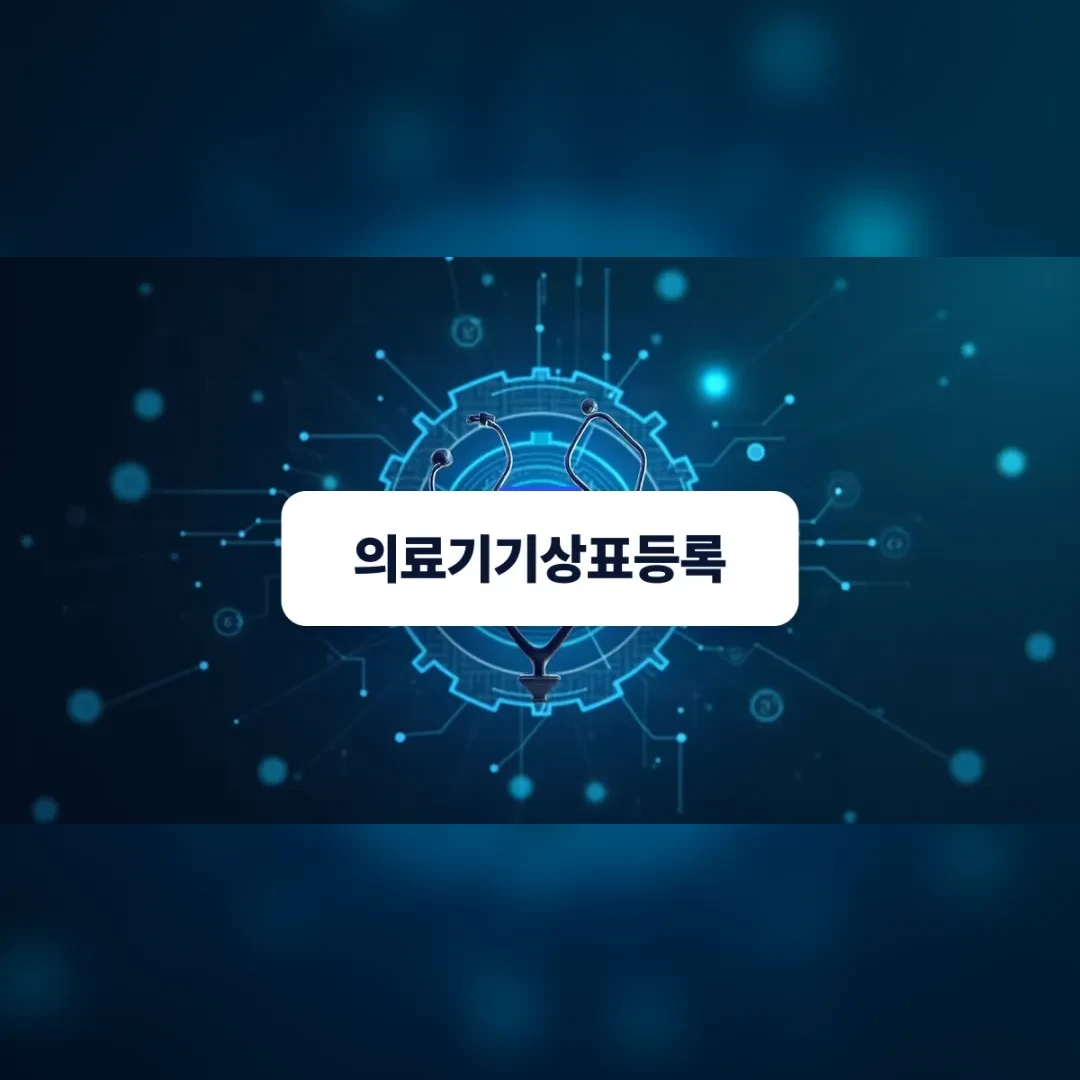 의료기기상표등록 — 어두운 배경에 청진기 모양으로 빛나는 회로