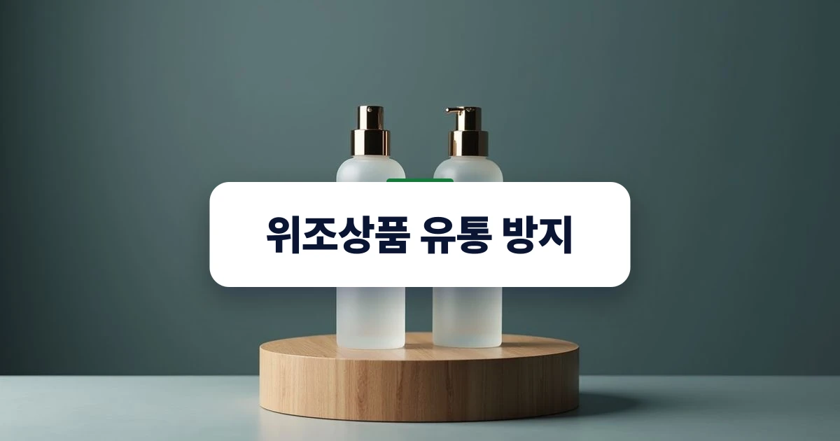 위조상품 유통 방지 — 진품과 가품 화장품 용기가 나란히 놓여 상표권 보호의 중요성을 보여주는 장면