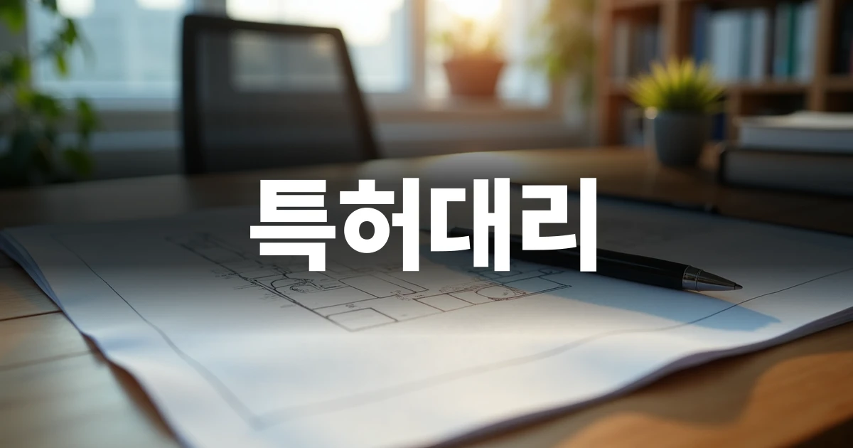 특허대리 가이드를 상징하는 깔끔한 책상 위 서류와 도면