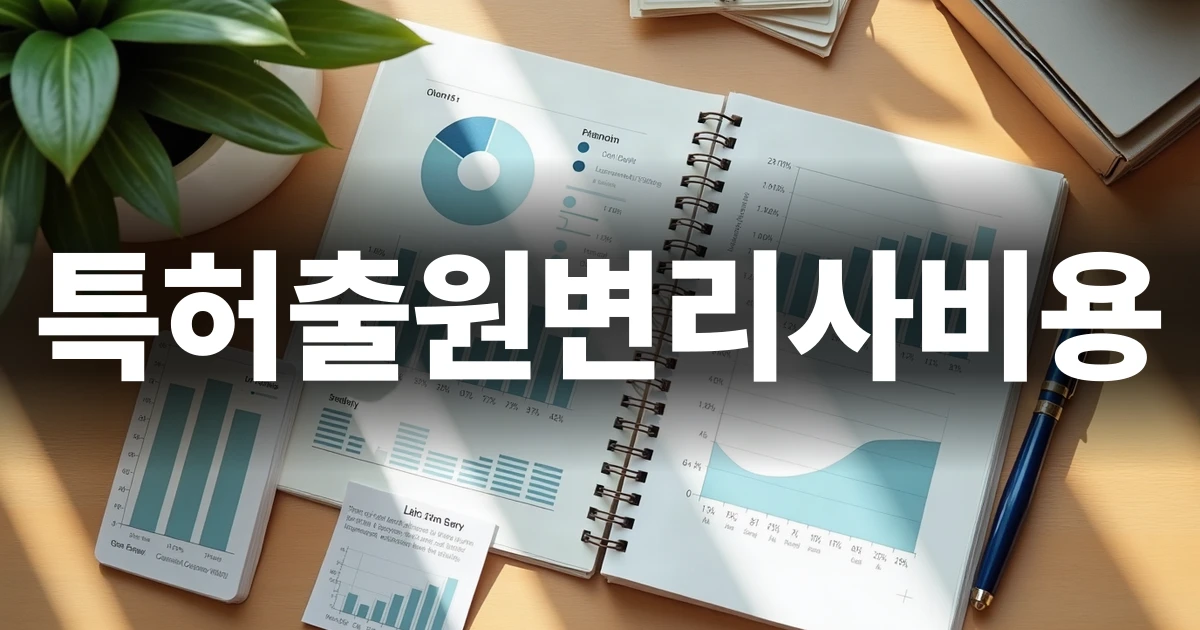 특허출원변리사비용 분석을 위한 서류와 노트가 놓인 책상