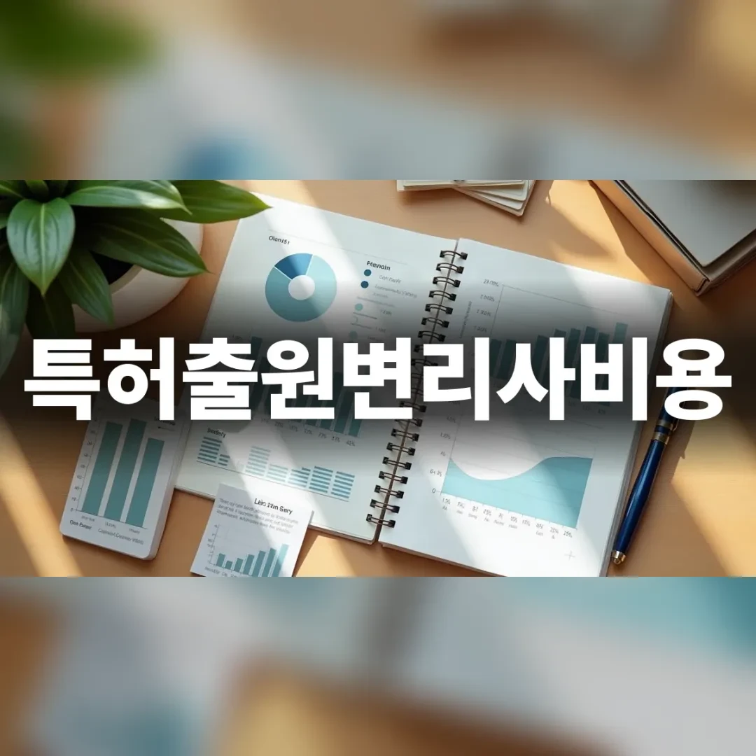 특허출원변리사비용 분석을 위한 서류와 노트가 놓인 책상