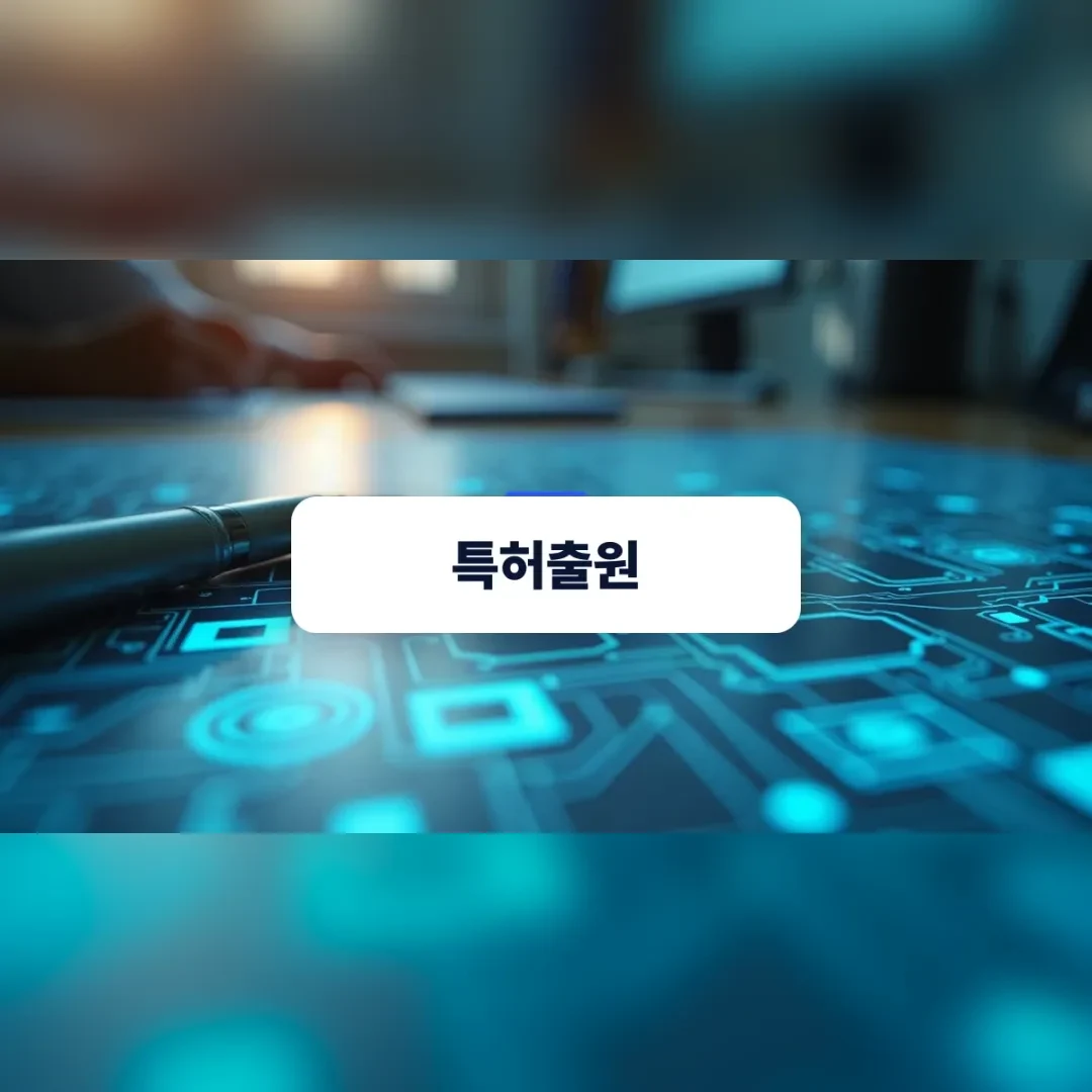 특허출원과 선행기술조사를 준비하는 도면과 서류의 모습