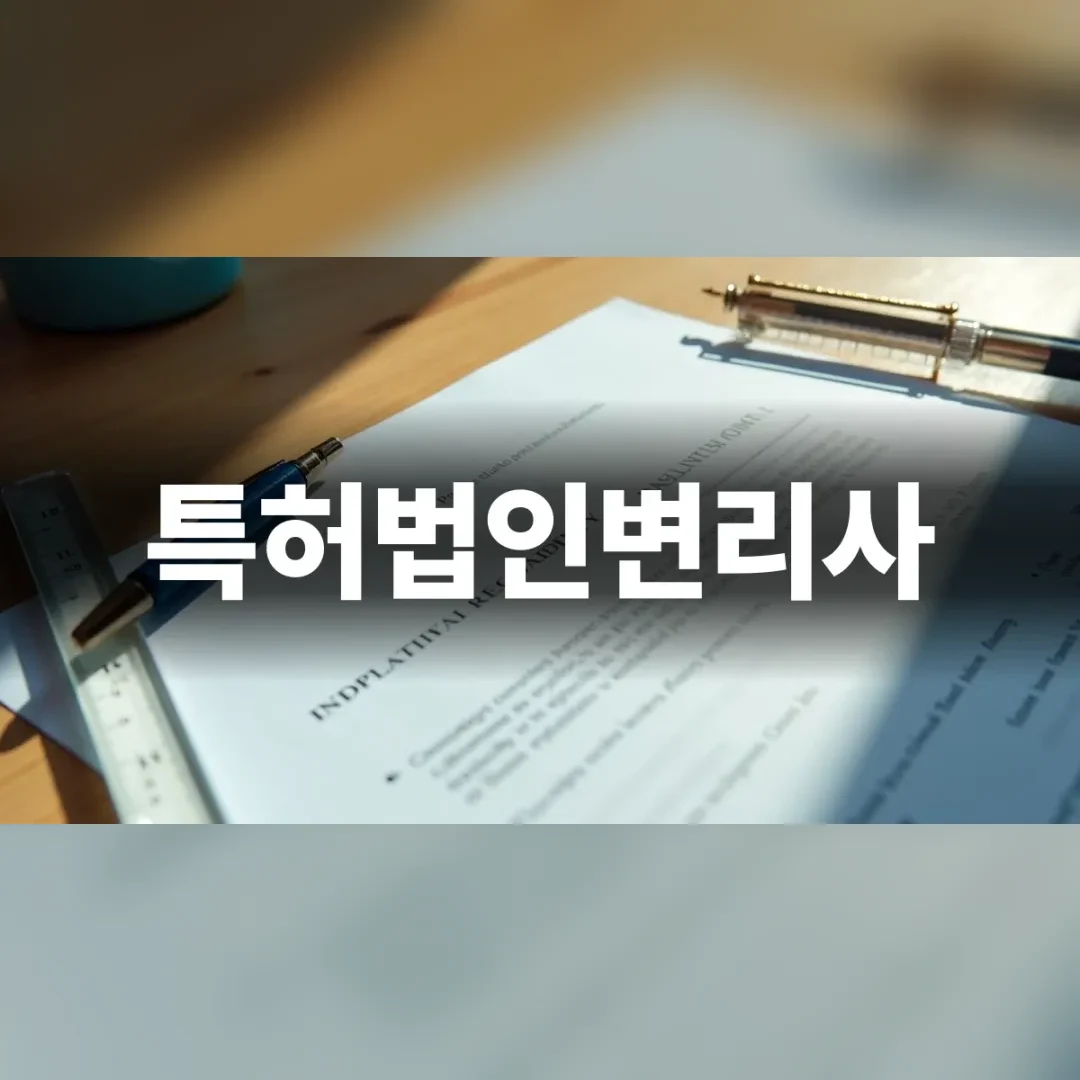 특허법인변리사 — 책상 위 서류와 자, 만년필
