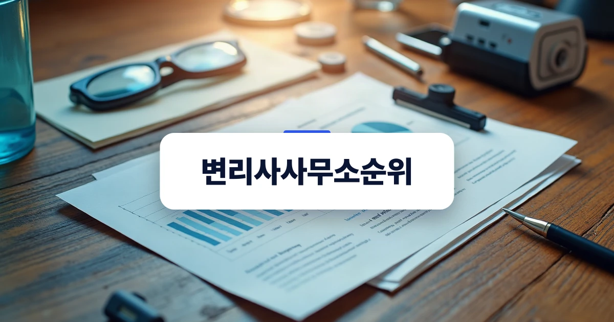 변리사사무소순위와 실무 선택 기준을 상징하는 깔끔한 서류 비교 책상