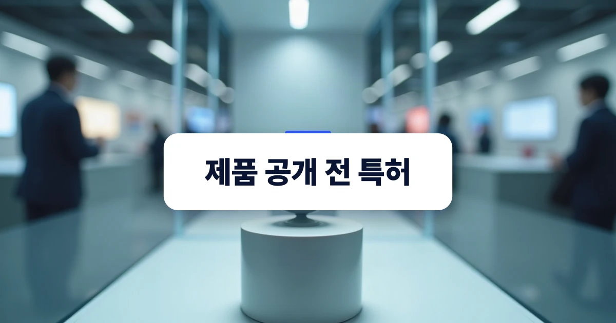 전시 부스 유리 진열장 안에 놓인 브랜드 표시 없는 시제품