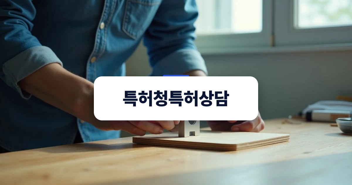 특허청특허상담 — 작업대에서 시제품 부품을 들고 살펴보는 한국인 사업가의 손