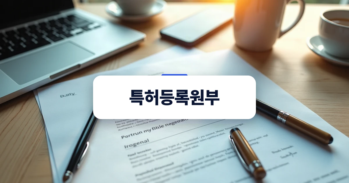 특허등록원부 검토를 준비하는 전문적인 데스크 환경