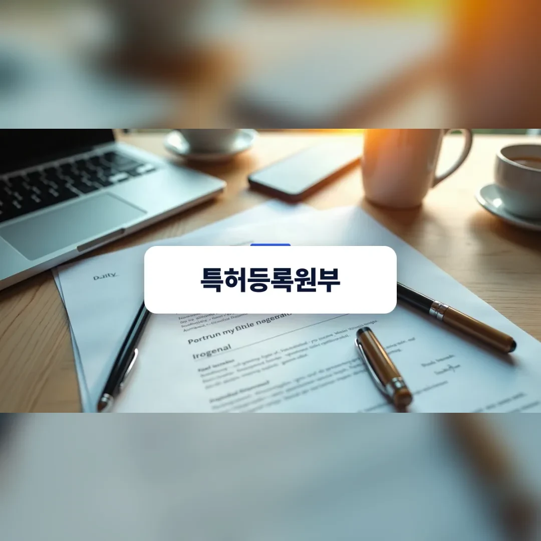 특허등록원부 검토를 준비하는 전문적인 데스크 환경