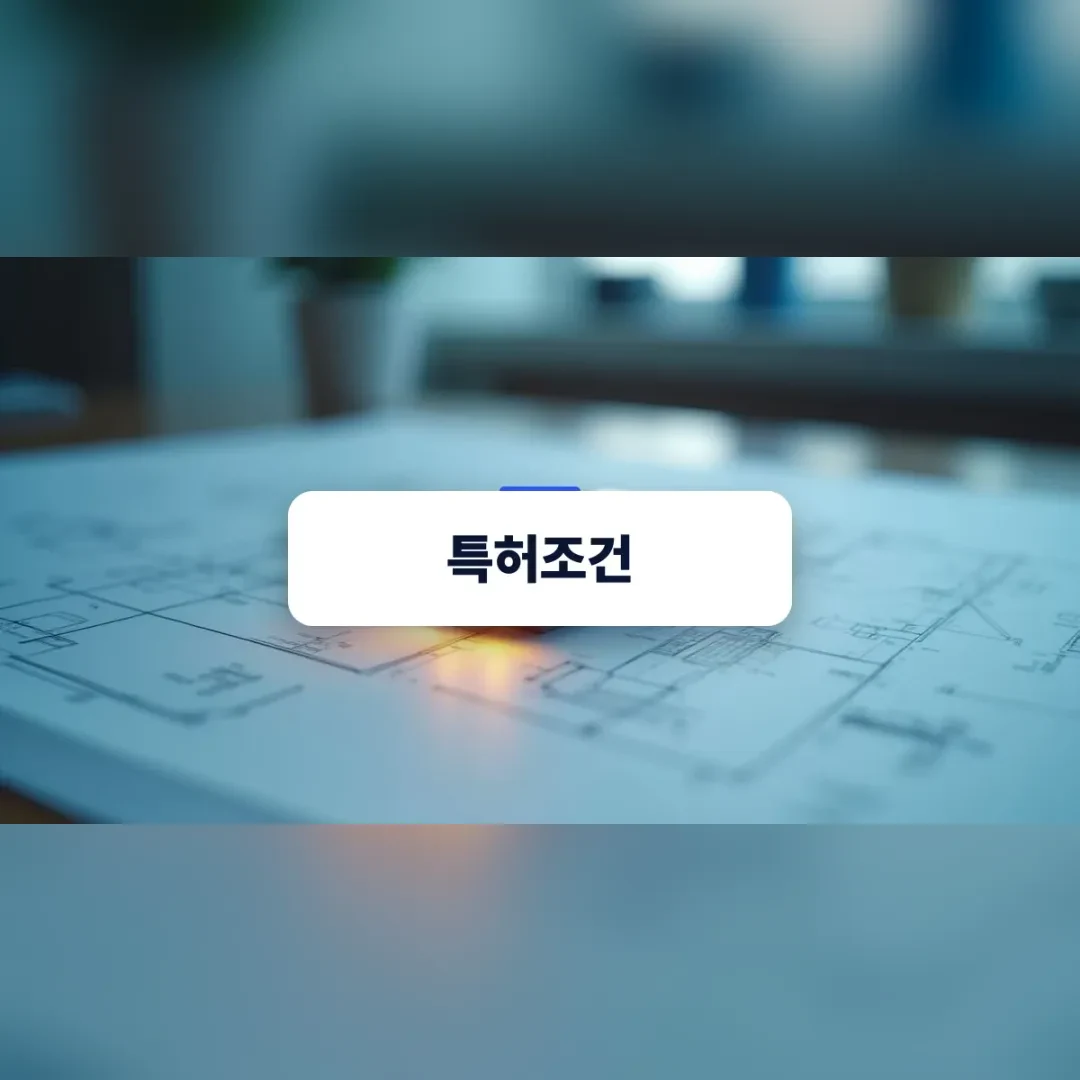 특허조건 — 책상 위에 펼쳐진 설계 도면