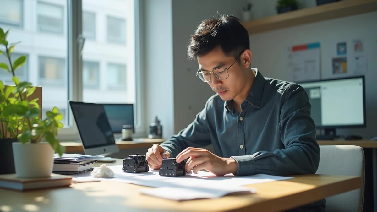 자신의 시제품과 기존 기술의 구조적 공통점을 신중하게 비교 분석하는 한국인 개발자