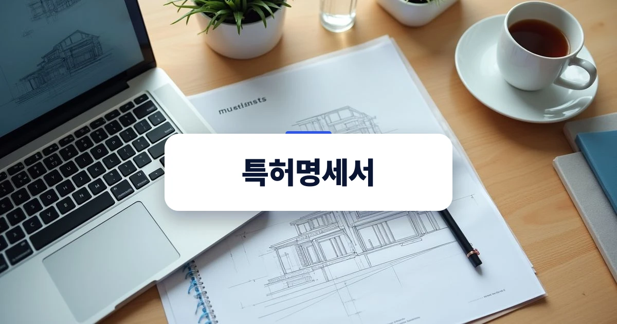특허명세서 작성 전략과 권리범위 설정을 상징하는 깔끔한 데스크톱 세팅
