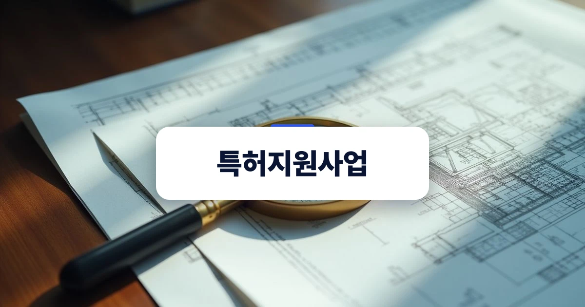 특허지원사업 신청을 위해 서류와 기술 도면을 검토하는 모습