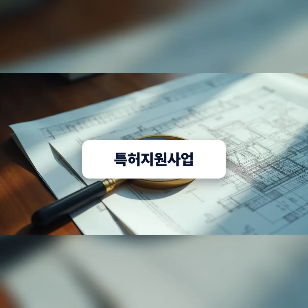 특허지원사업 신청을 위해 서류와 기술 도면을 검토하는 모습