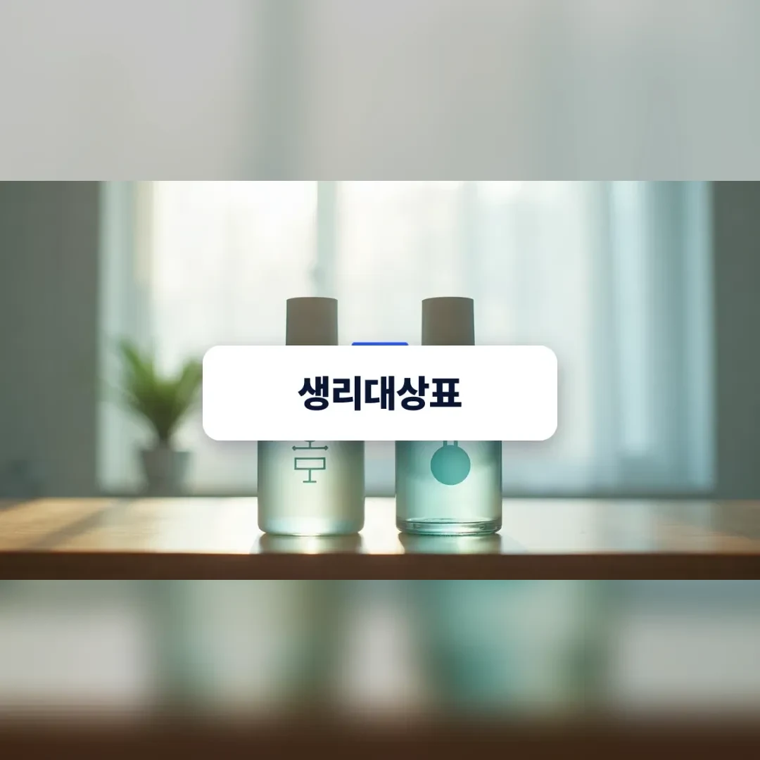 생리대상표 — 창가 원목 탁자 위의 생리대 포장 용기 두 개