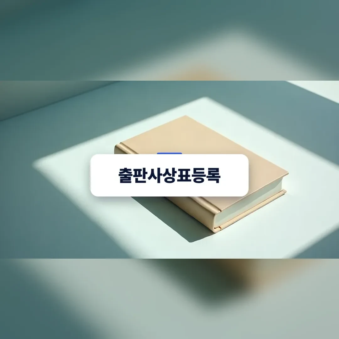 출판사상표등록 — 밝은 탁자 위에 놓인 베이지색 하드커버 책