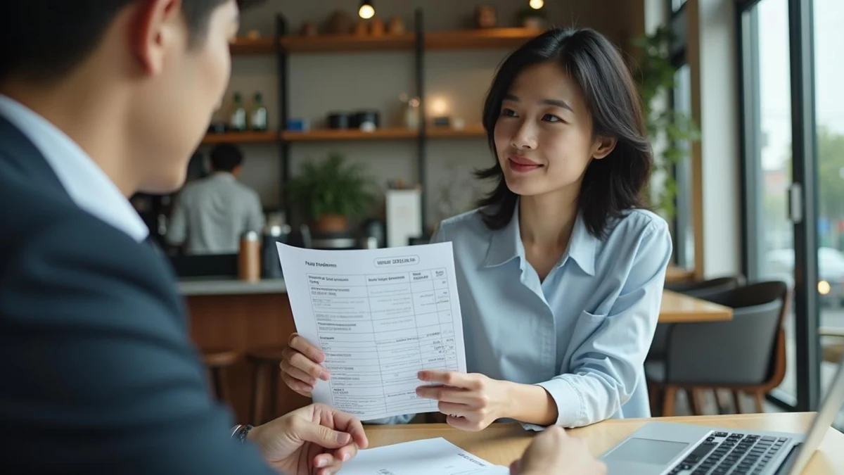 수수료 구조를 꼼꼼히 비교하는 한국인 사업자의 모습