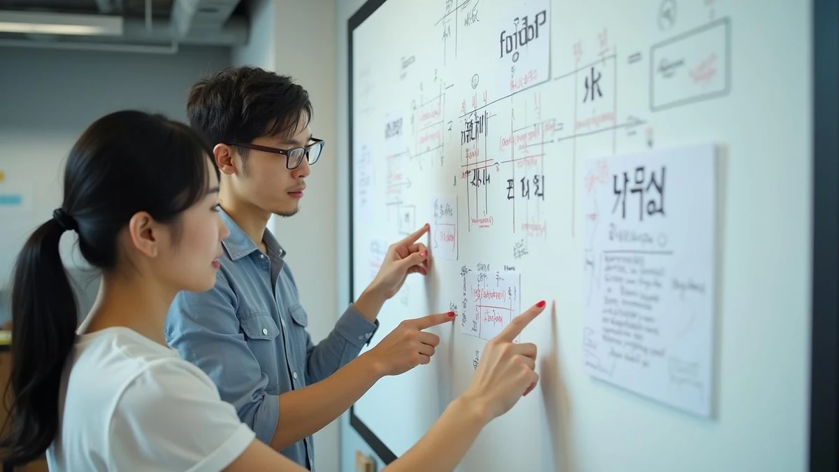 브랜드명 식별력을 다각도로 분석 중인 한국인 전문가들과 창업자