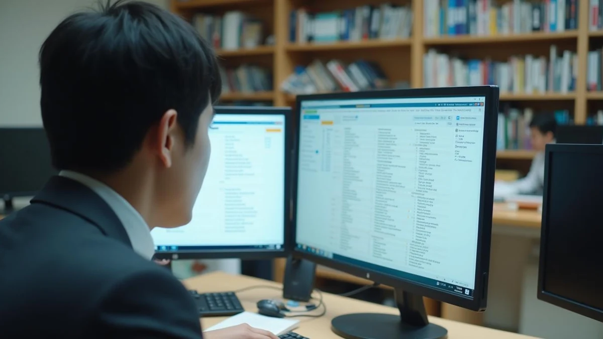 유사 상표 유무를 정밀하게 조회 분석하는 대리인의 업무 전경
