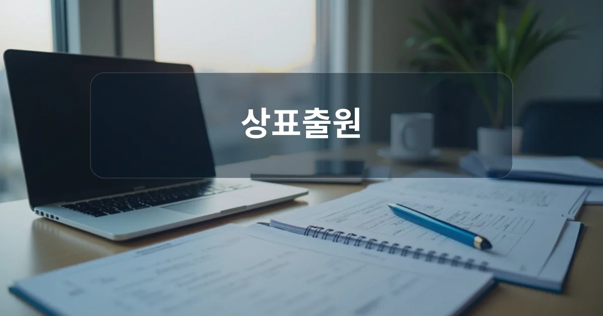 상표출원 개념을 설명하는 깔끔한 오피스 책상 배경