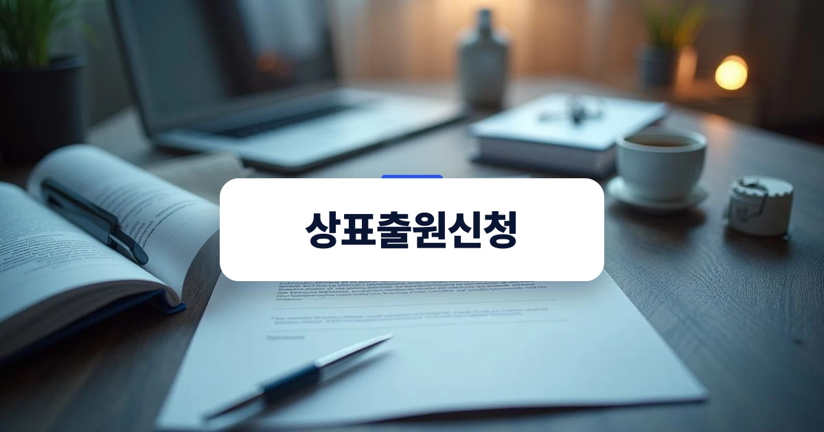 상표출원신청을 위해 전문적인 서류와 도구를 준비하는 모습