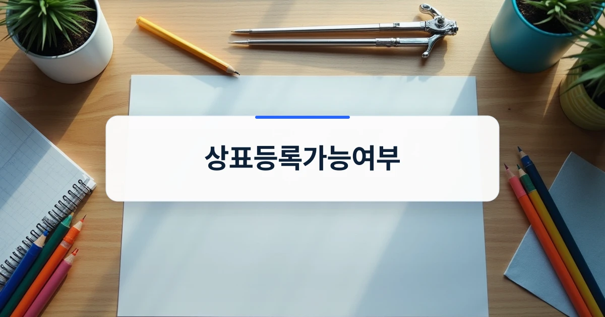 상표등록가능여부 확인을 위한 서류와 도구가 놓인 정돈된 책상
