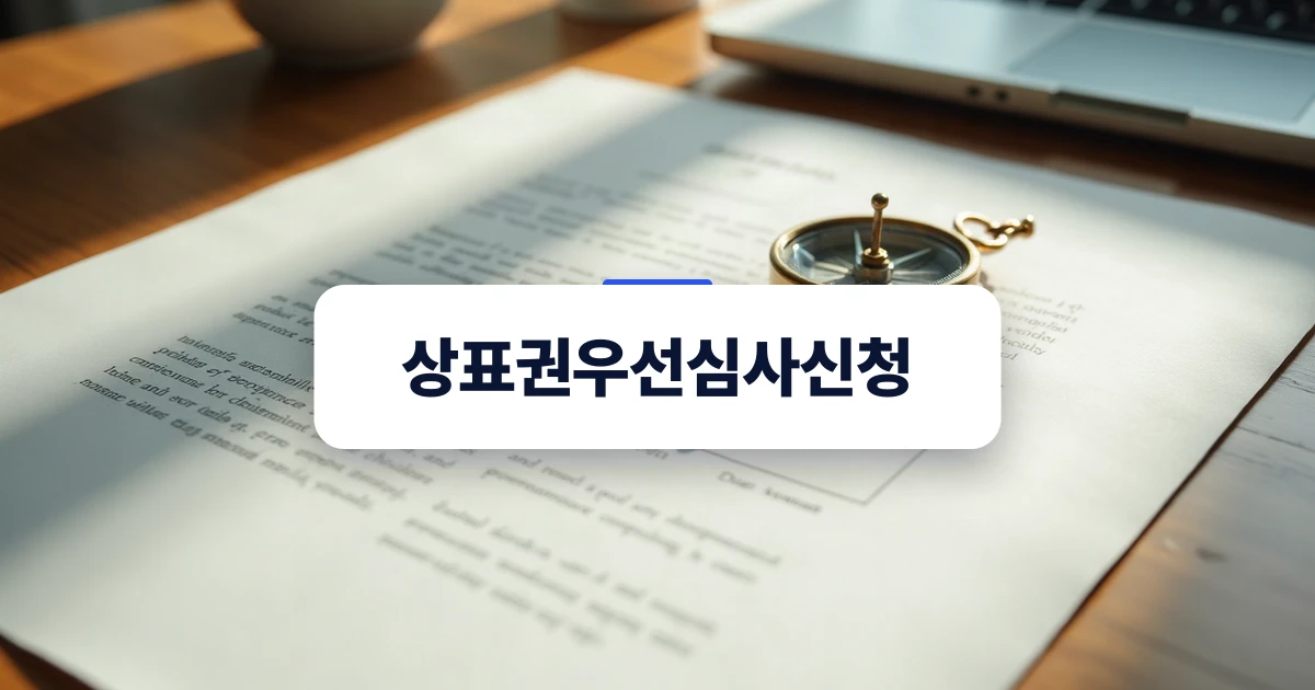 상표권우선심사신청을 준비하는 전략적인 책상 위 모습