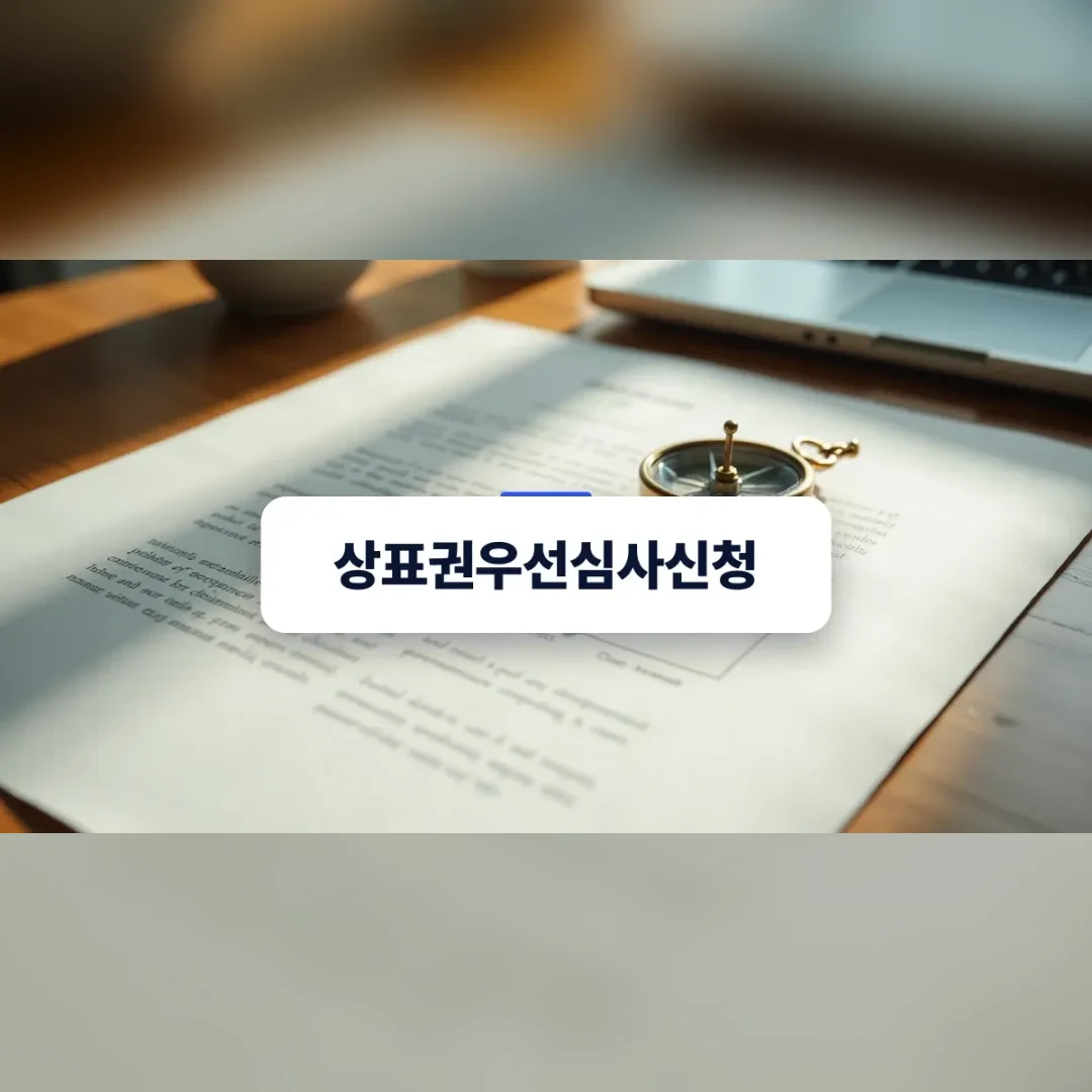 상표권우선심사신청을 준비하는 전략적인 책상 위 모습