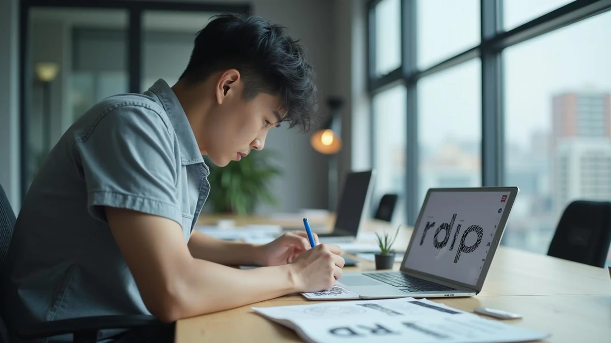 식별력 있는 쇼핑몰상호를 구상 중인 한국인 디자이너