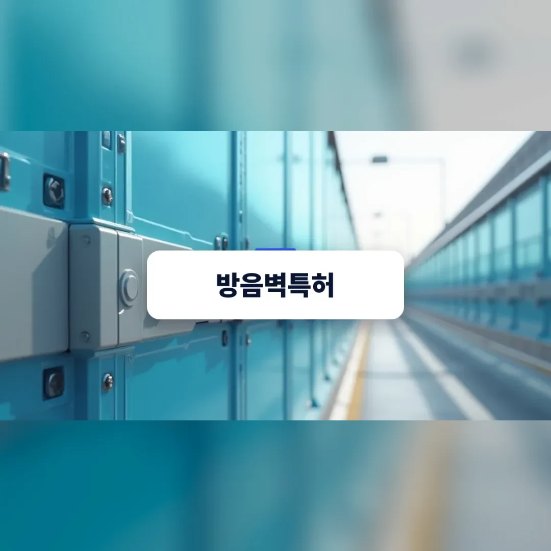 방음벽특허 — 푸른 벽면 패널이 길게 이어진 복도