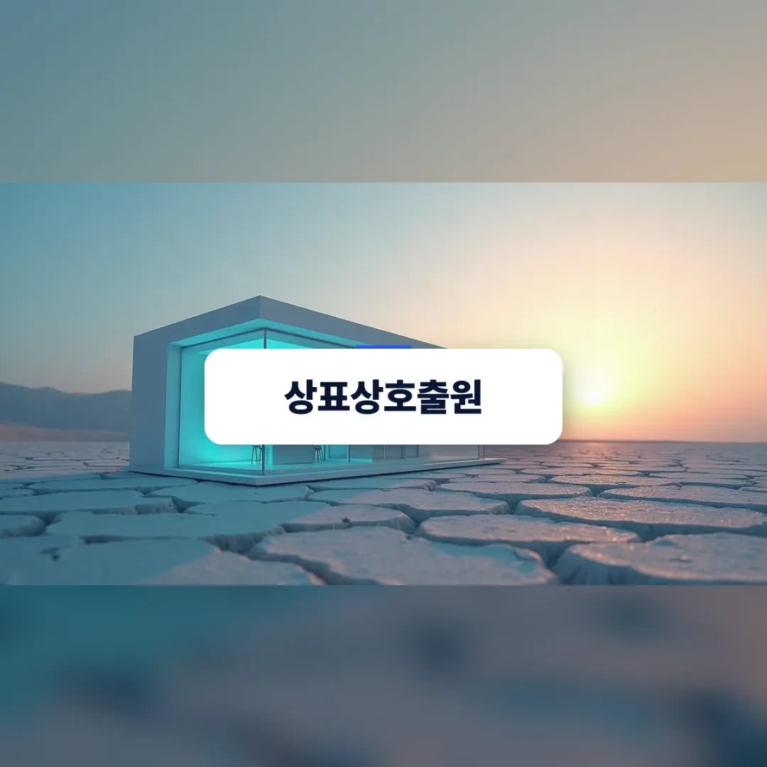 상표상호출원 — 광활한 대지 위 보호막에 둘러싸인 상점 모형