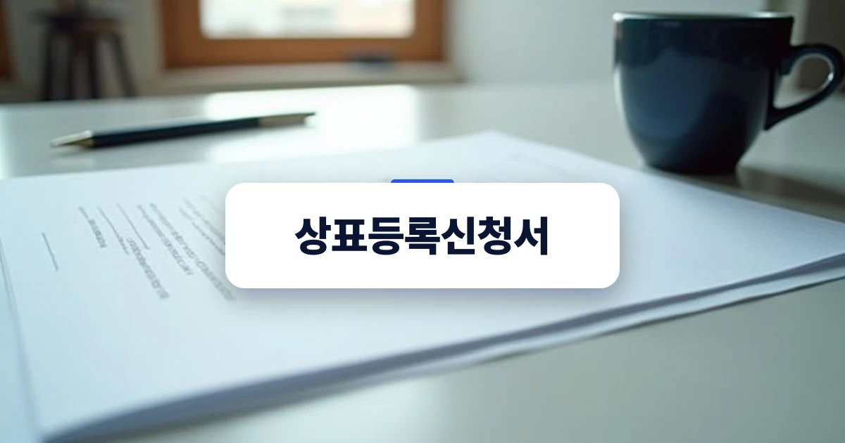 상표등록신청서 작성과 검토를 형상화한 작업 데스크