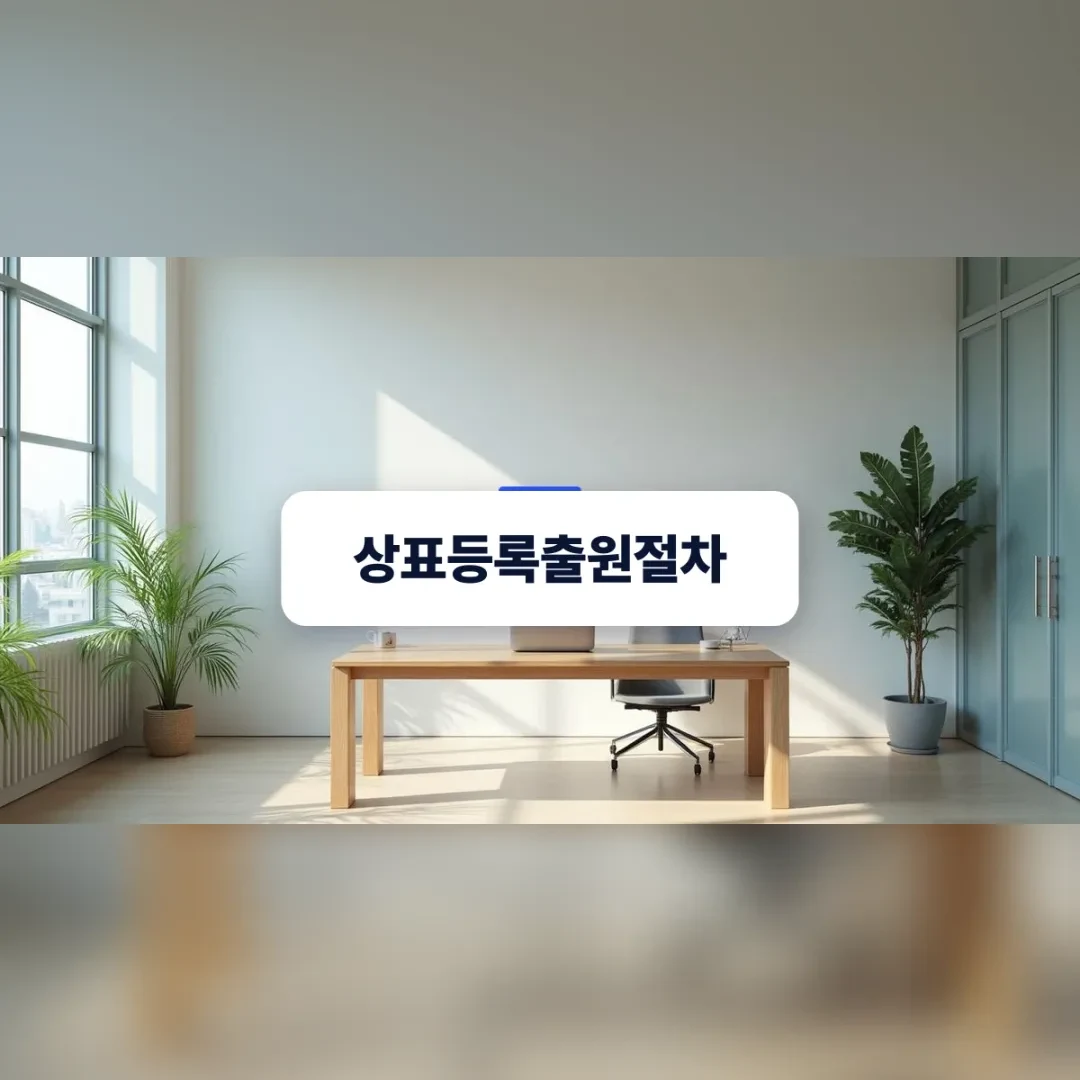 상표등록출원절차 — 햇살 드는 방 안의 원목 책상과 의자, 화분