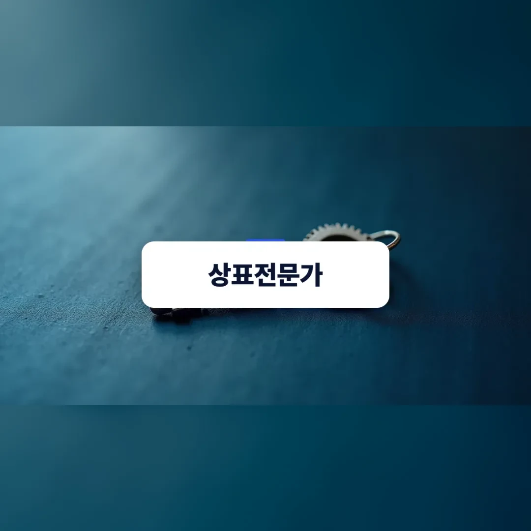 상표전문가 — 짙은 남색 천 위에 놓인 작은 톱니바퀴 열쇠고리