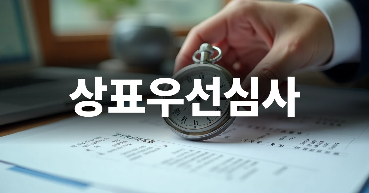 상표우선심사 제도를 설명하는 모던하고 전문적인 분위기의 표지 이미지