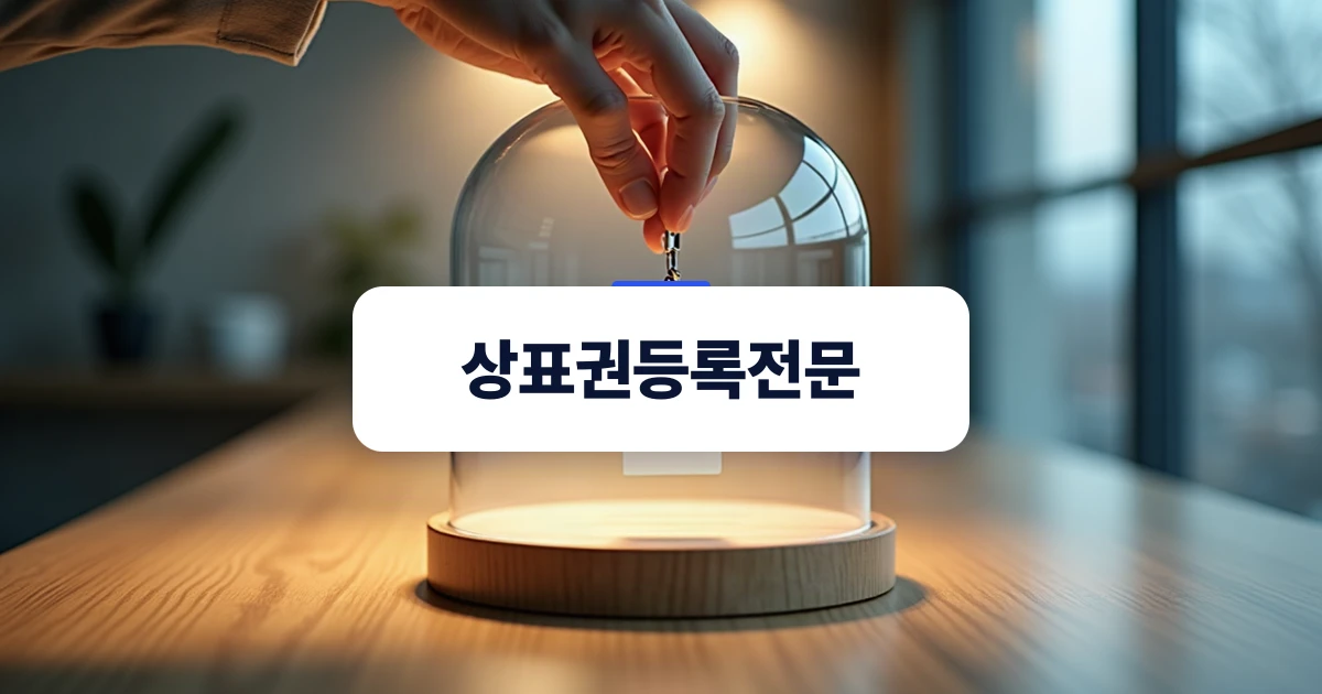 상표권등록전문 — 안전하게 보호받는 브랜드 태그가 놓인 목재 테이블