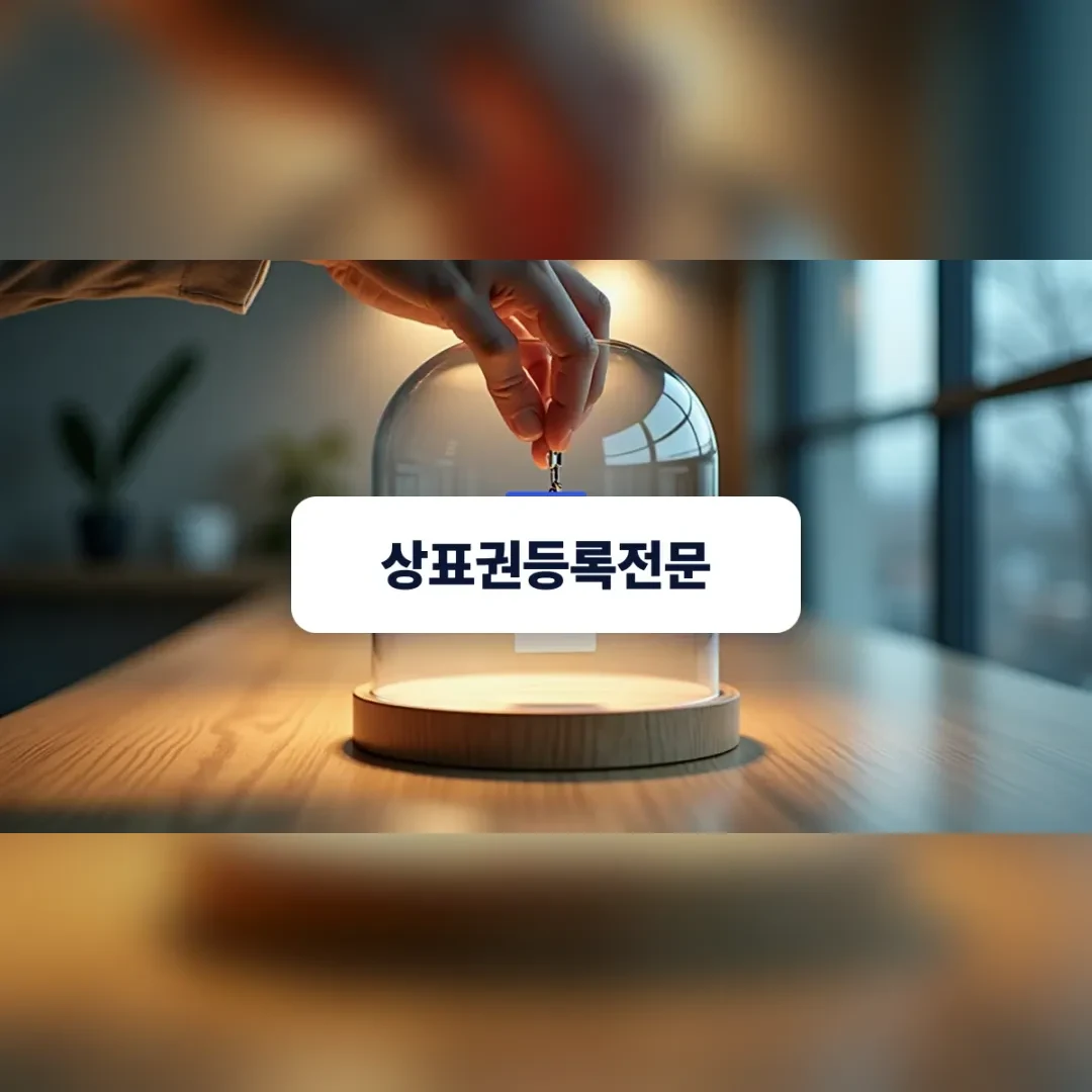 상표권등록전문 — 안전하게 보호받는 브랜드 태그가 놓인 목재 테이블
