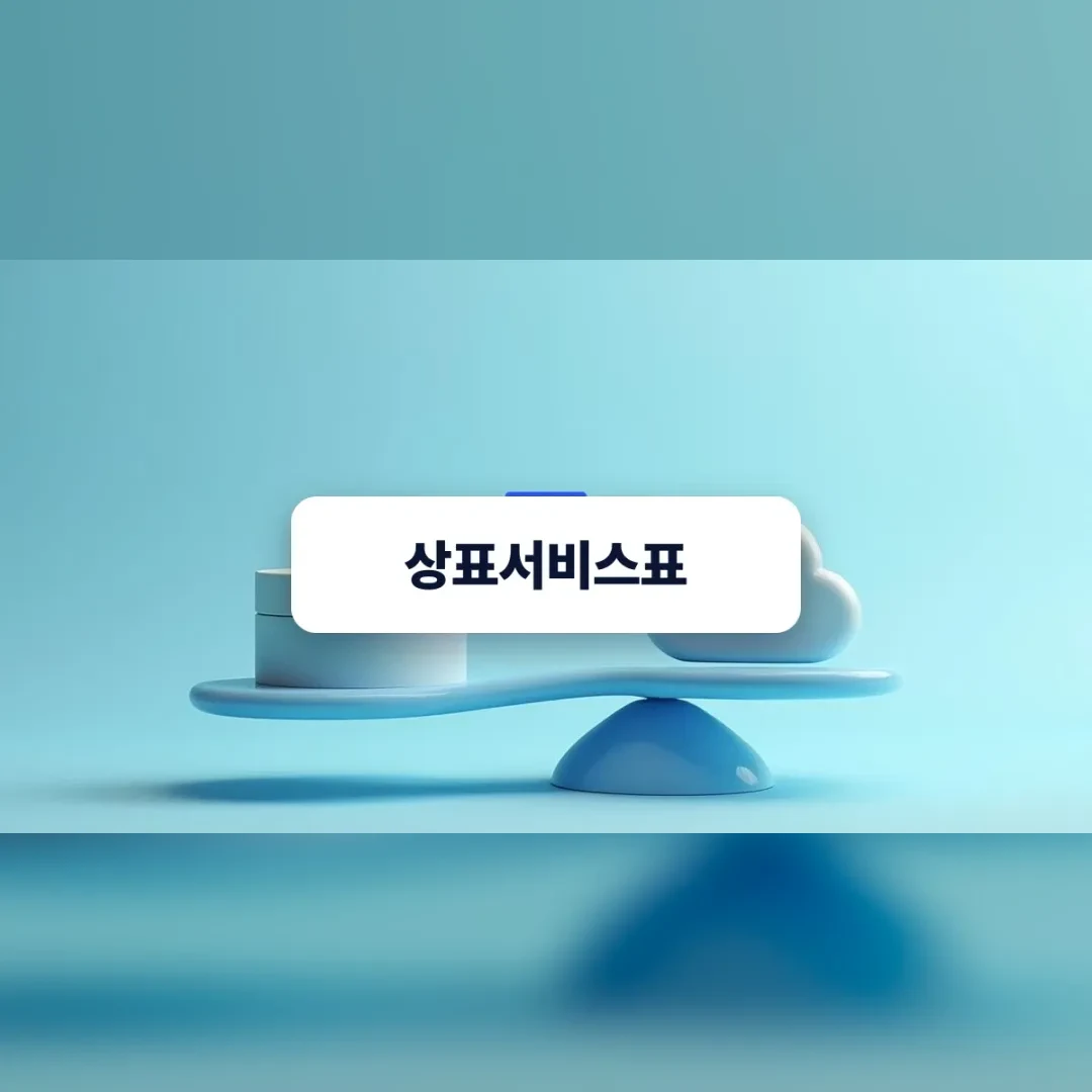 상표서비스표 — 상표와 서비스표의 균형 잡힌 개념을 상징하는 추상적인 미니멀리즘 3D 렌더링