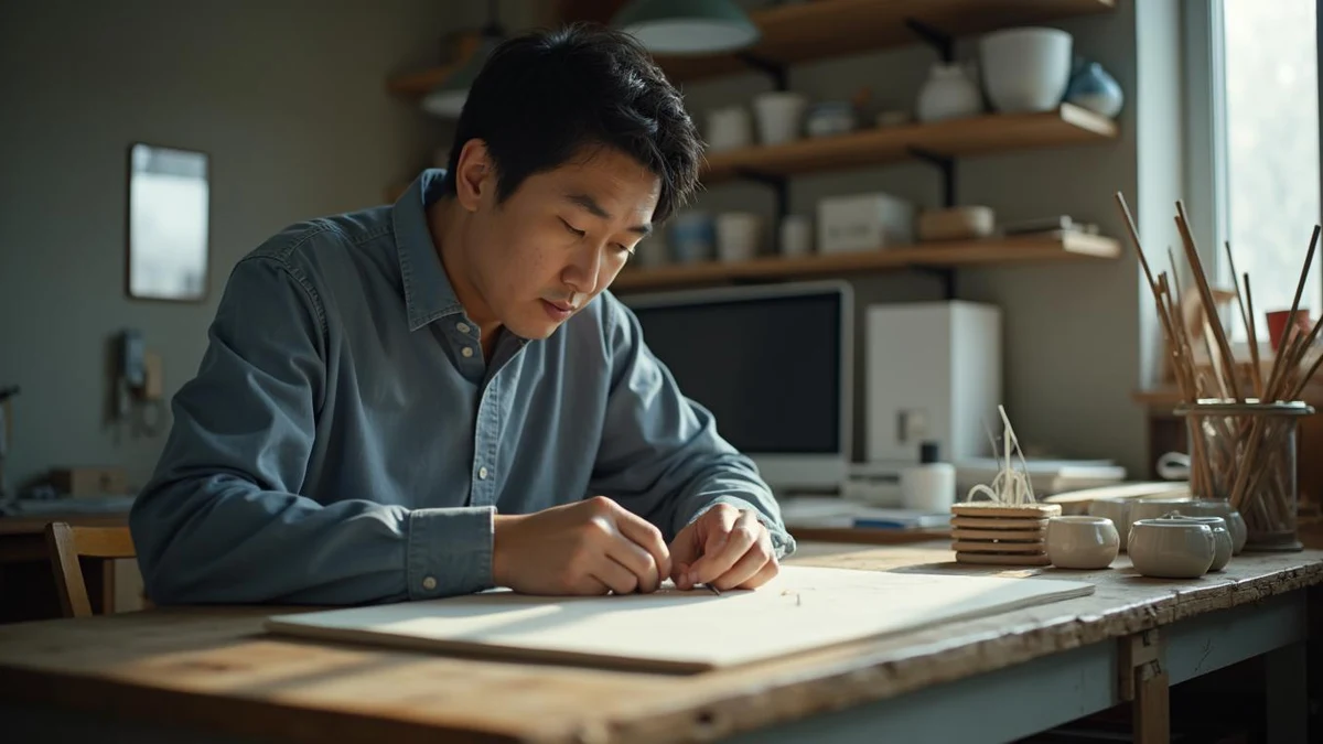 독창적인 브랜드 제품을 검토하고 있는 한국인 사업자