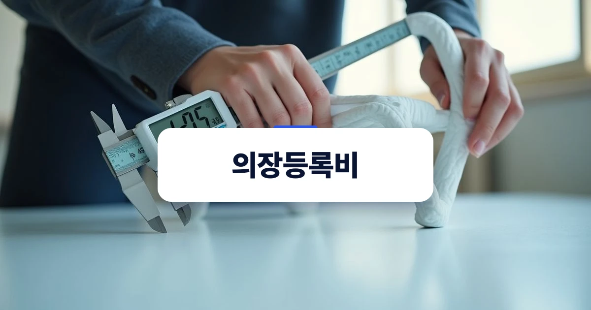 의장등록비 — 디자인 스튜디오에서 의자 시제품의 치수를 측정한 후 의장등록비 예산을 검토하는 한국인 디자이너