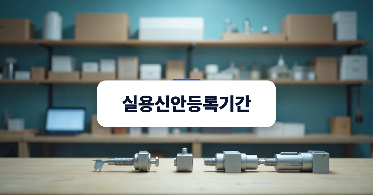 실용신안등록기간 — 작업대 위에 정밀 부품 시제품과 측정 도구가 놓인 한국의 하드웨어 공방