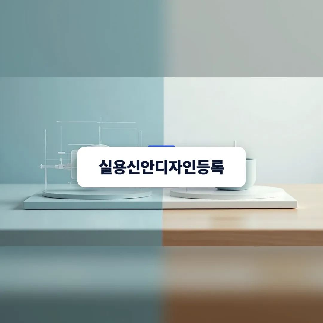 실용신안디자인등록 — 흰 받침대 위에 놓인 투명한 유리 시제품