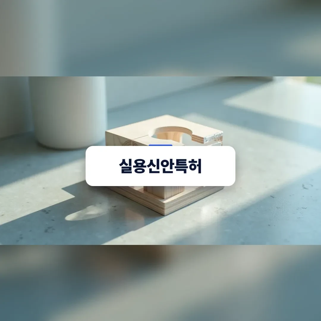 실용신안특허 — 햇살 드는 탁자 위 홈이 파인 나무 블록