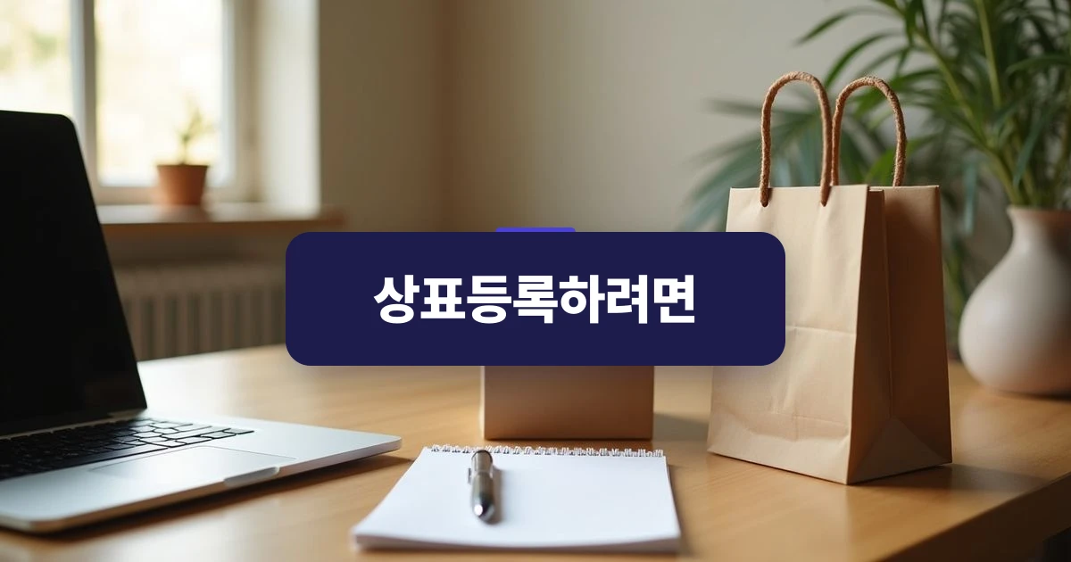 상표등록하려면 — 창업자의 작업대 위에 놓인 이름 없는 제품 상자와 빈 메모지