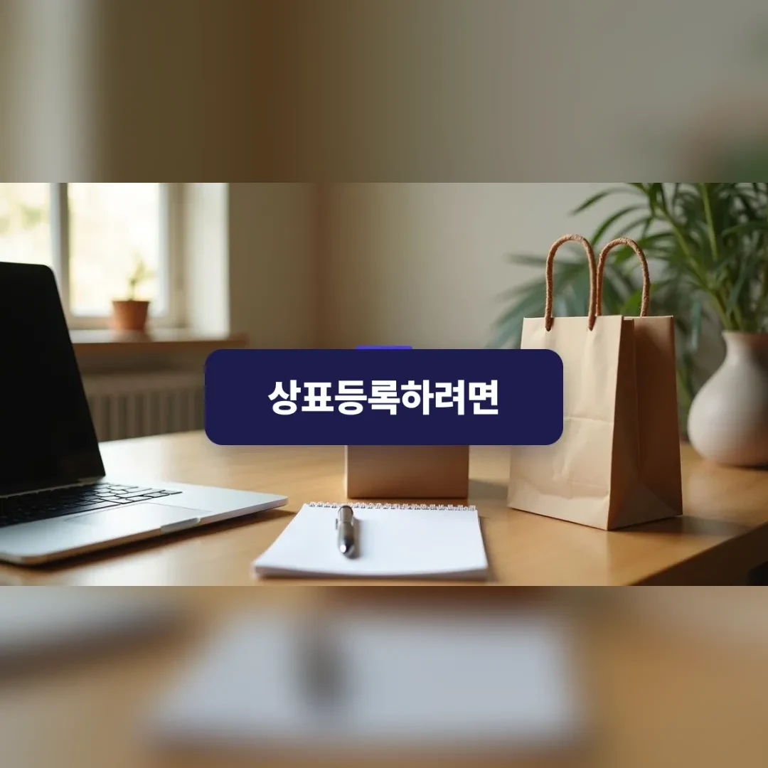 상표등록하려면 — 창업자의 작업대 위에 놓인 이름 없는 제품 상자와 빈 메모지